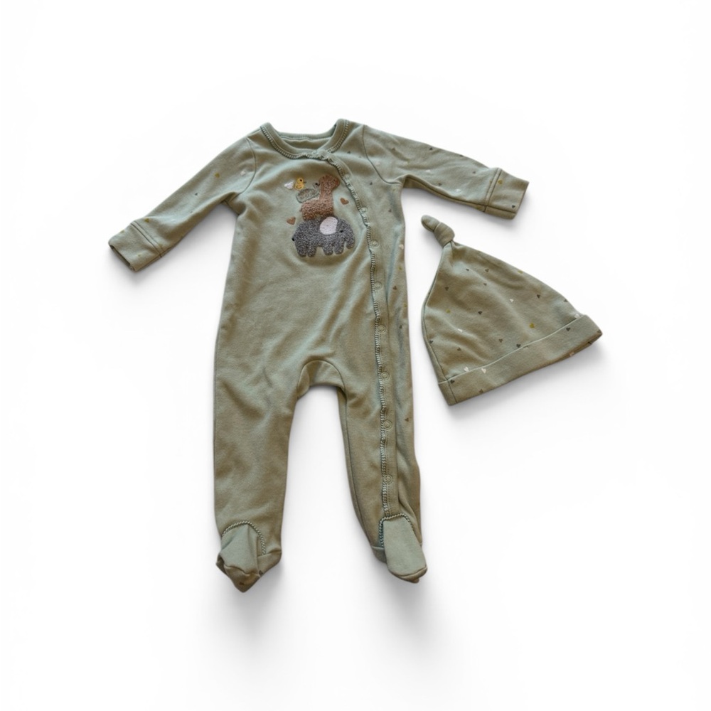 Sterling Baby Green Baby One-Piece with Matching Hat
